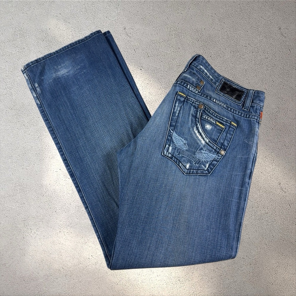 Robin's Jean Studded Embellished Straight Leg Jeans Size 38 Wings Y2K